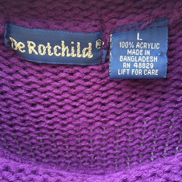 De Rotchild Purple Cowl neck Sweater Size L - Picture 3 of 8
